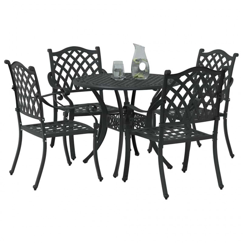 Zestaw do jadalni w ogrodzie 5 pcs Czarny Aluminium