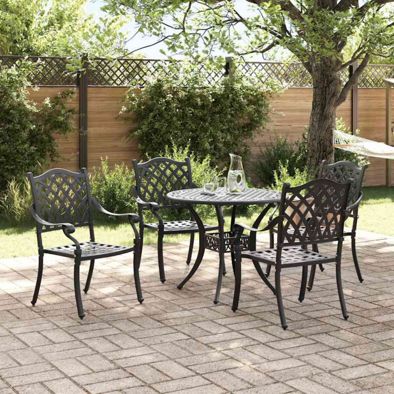 Zestaw do jadalni w ogrodzie 5 pcs Czarny Aluminium