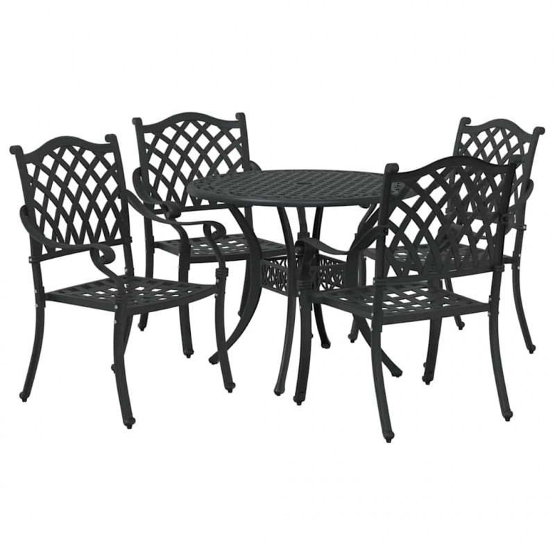 Zestaw do jadalni w ogrodzie 5 pcs Czarny Aluminium