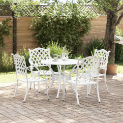 Zestaw do jadalni w ogrodzie 5 pcs Biały Aluminium
