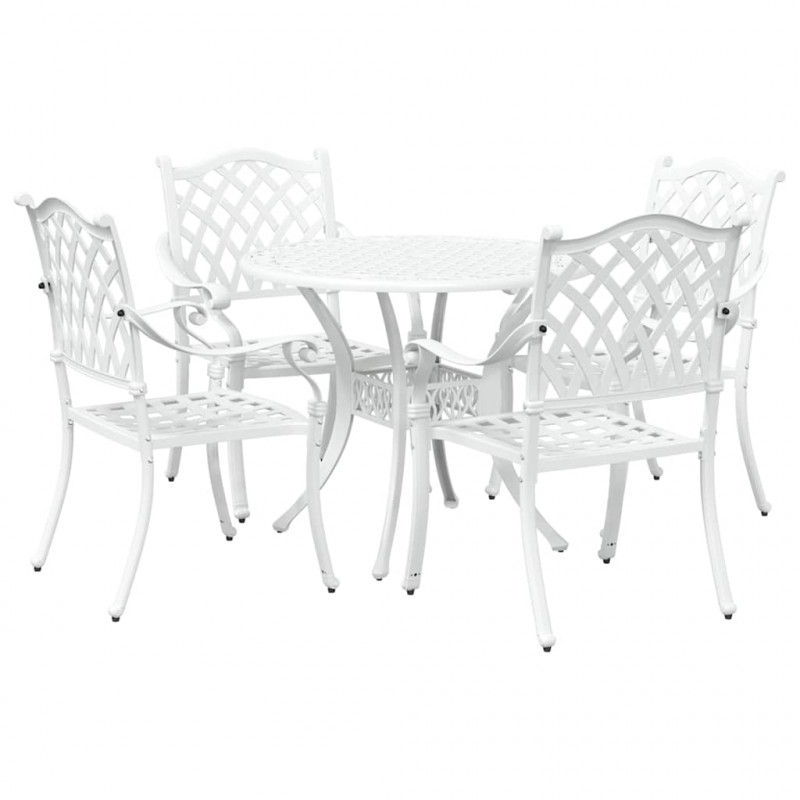 Zestaw do jadalni w ogrodzie 5 pcs Biały Aluminium
