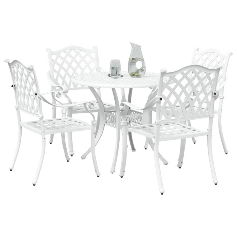 Zestaw do jadalni w ogrodzie 5 pcs Biały Aluminium