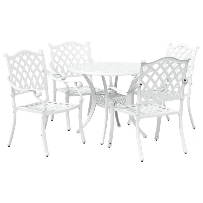 Zestaw do jadalni w ogrodzie 5 pcs Biały Aluminium