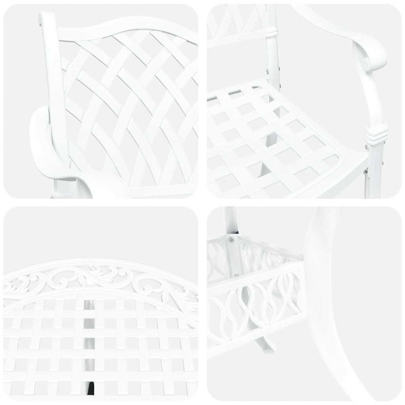 Zestaw do jadalni w ogrodzie 5 pcs Biały Aluminium