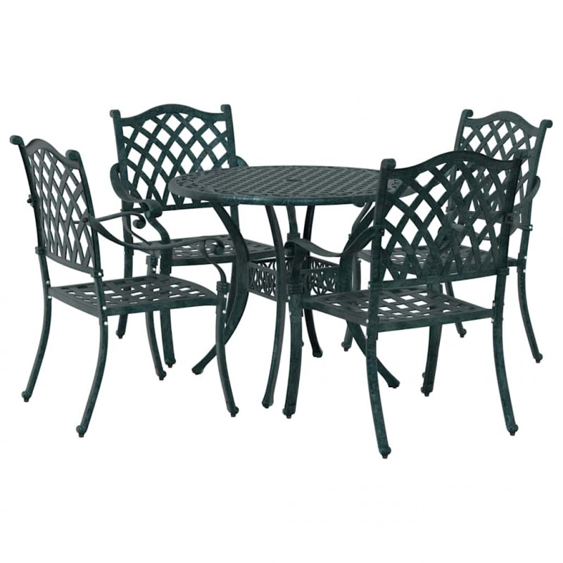 Zestaw do jadalni w ogrodzie 5 pcs Zielony Aluminium