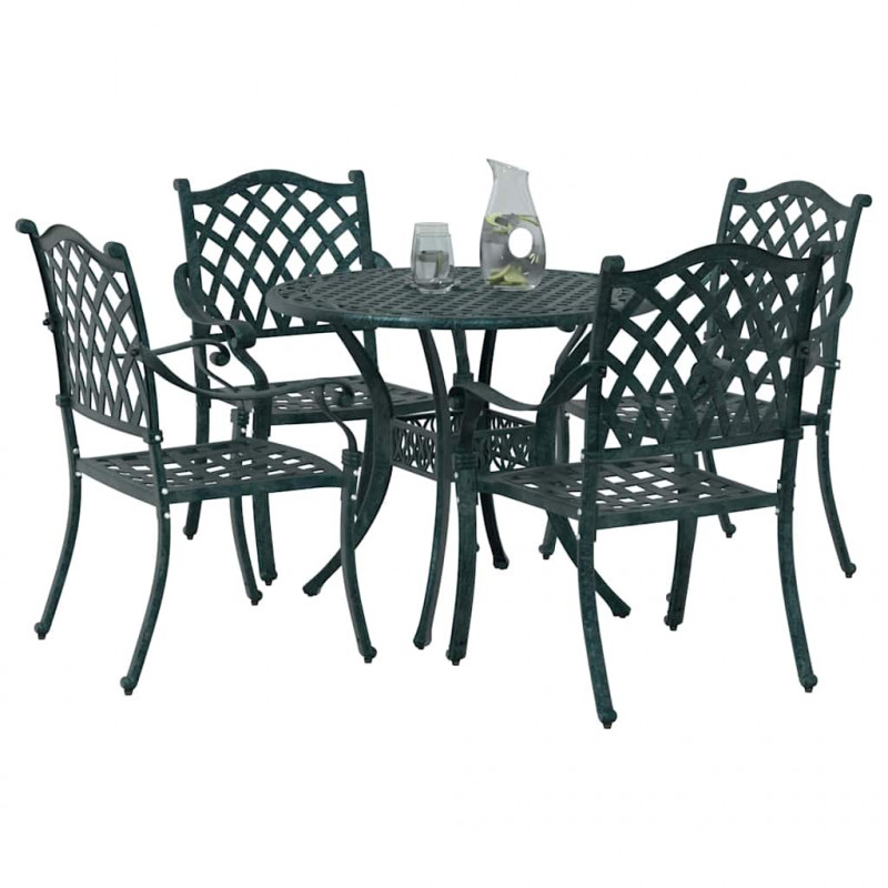 Zestaw do jadalni w ogrodzie 5 pcs Zielony Aluminium