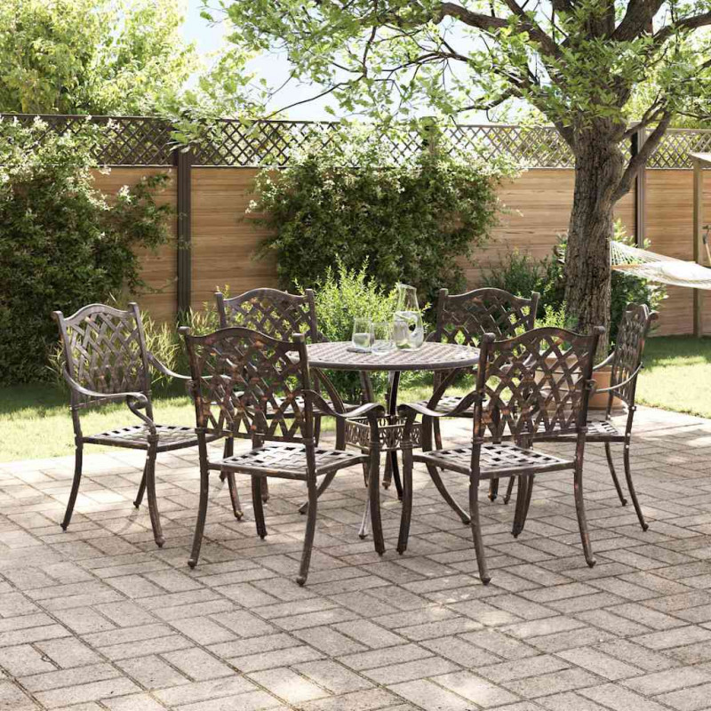 Zestaw do jadalni w ogrodzie 7 pcs kolor bronzu Aluminium
