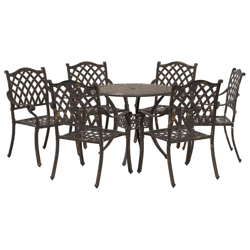 Zestaw do jadalni w ogrodzie 7 pcs kolor bronzu Aluminium
