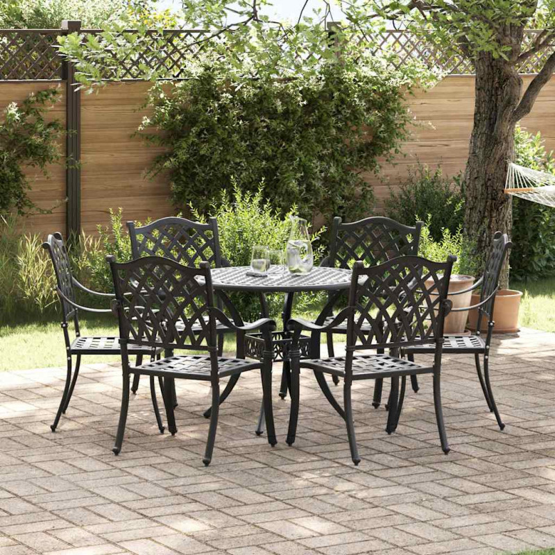 Zestaw do jadalni w ogrodzie 7 pcs Czarny Aluminium