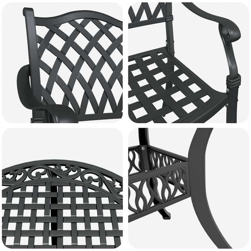 Zestaw do jadalni w ogrodzie 7 pcs Czarny Aluminium