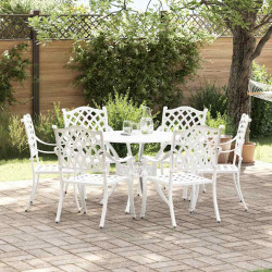 Zestaw do jadalni w ogrodzie 7 pcs Biały Aluminium