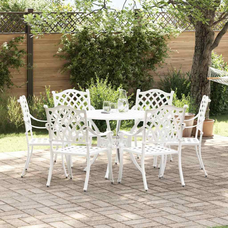 Zestaw do jadalni w ogrodzie 7 pcs Biały Aluminium