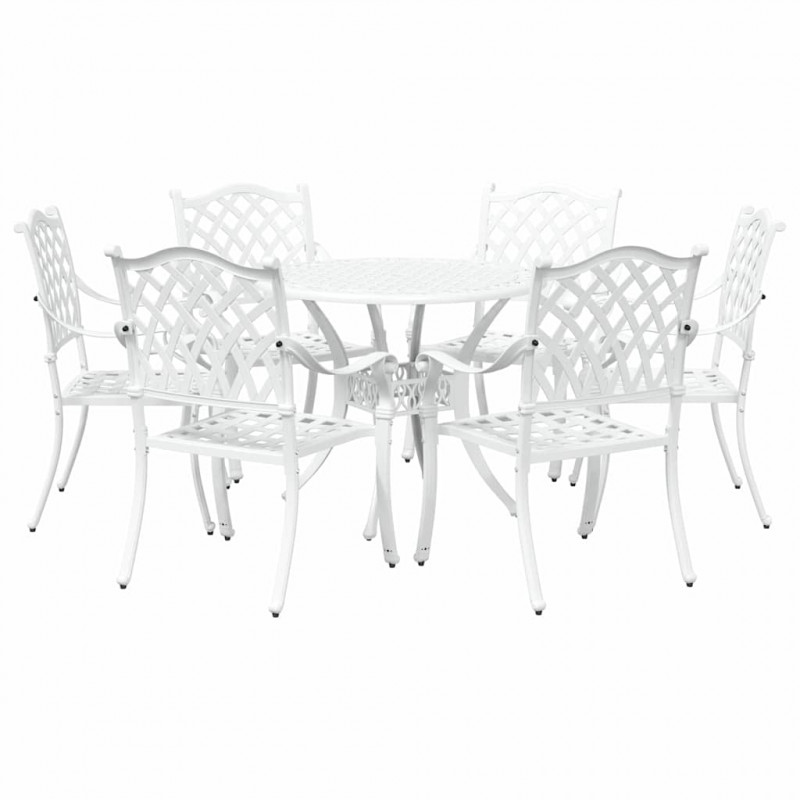 Zestaw do jadalni w ogrodzie 7 pcs Biały Aluminium