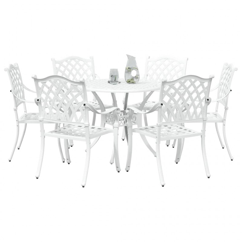 Zestaw do jadalni w ogrodzie 7 pcs Biały Aluminium