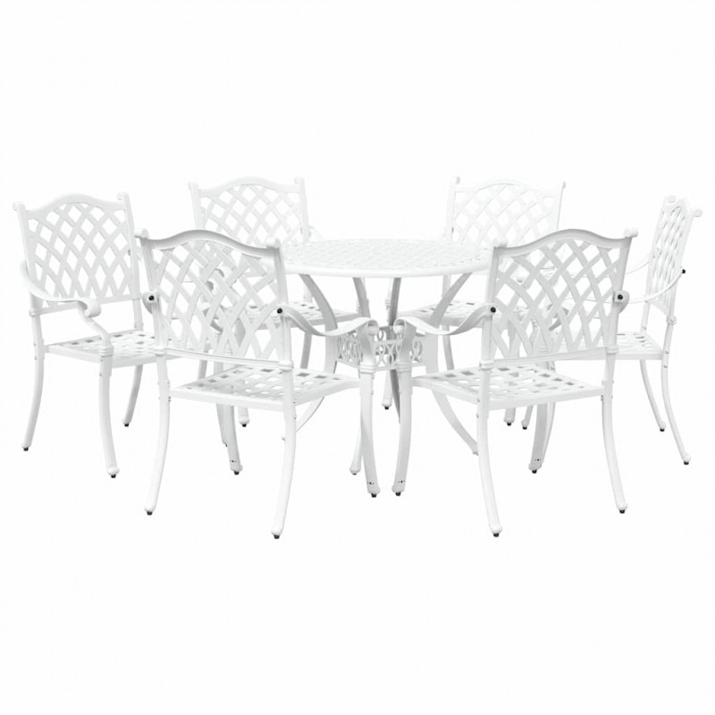 Zestaw do jadalni w ogrodzie 7 pcs Biały Aluminium