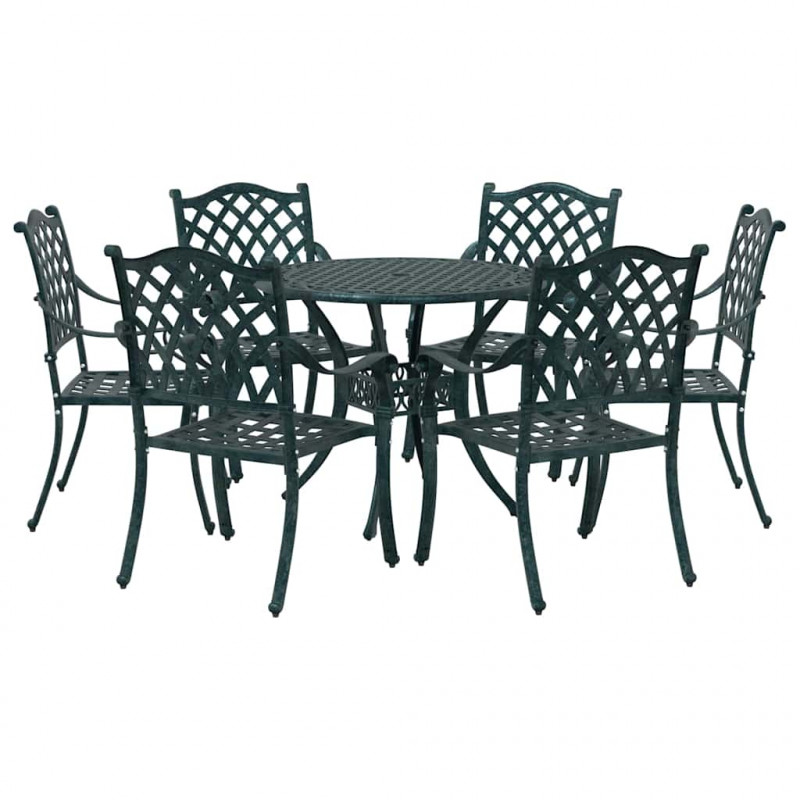 Zestaw do jadalni w ogrodzie 7 pcs Zielony Aluminium