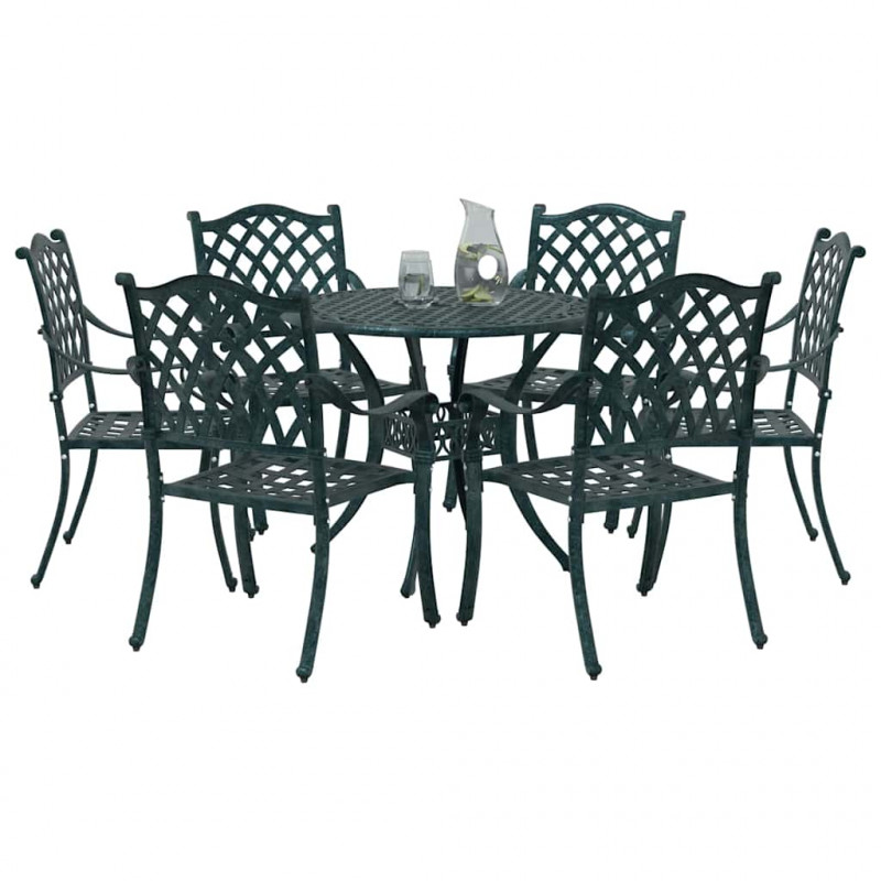 Zestaw do jadalni w ogrodzie 7 pcs Zielony Aluminium
