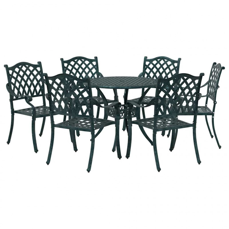 Zestaw do jadalni w ogrodzie 7 pcs Zielony Aluminium