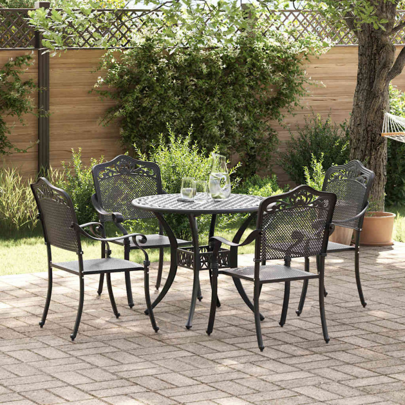Zestaw do jadalni w ogrodzie 5 pcs Czarny Aluminium