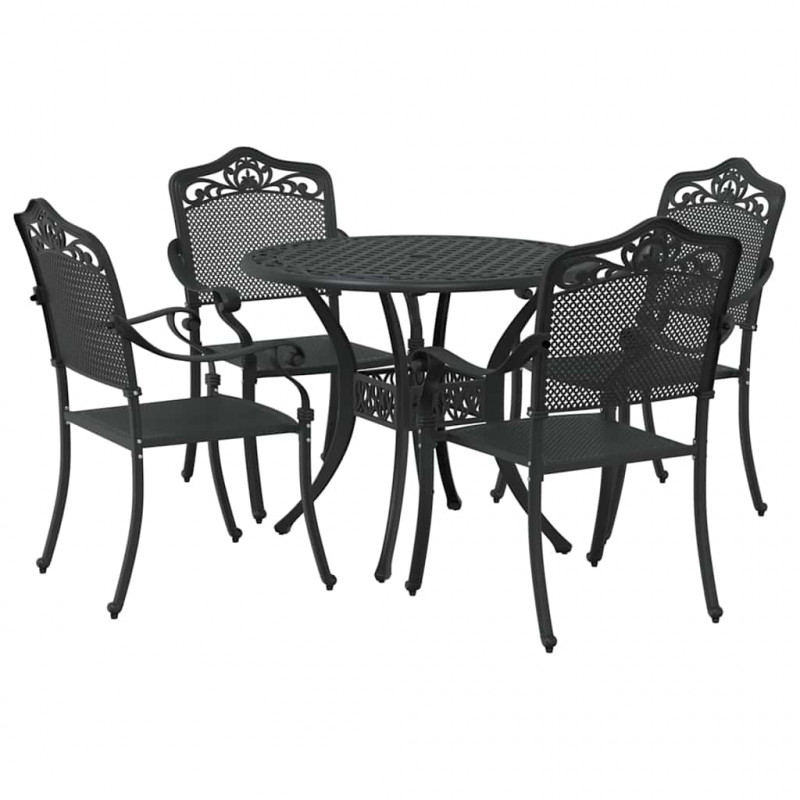Zestaw do jadalni w ogrodzie 5 pcs Czarny Aluminium