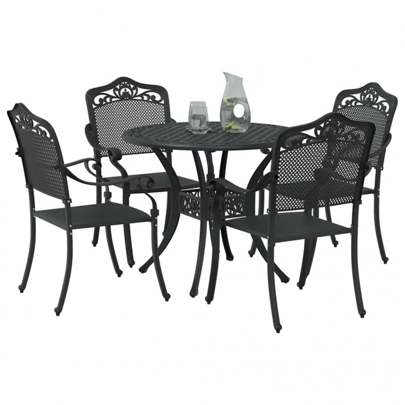 Zestaw do jadalni w ogrodzie 5 pcs Czarny Aluminium