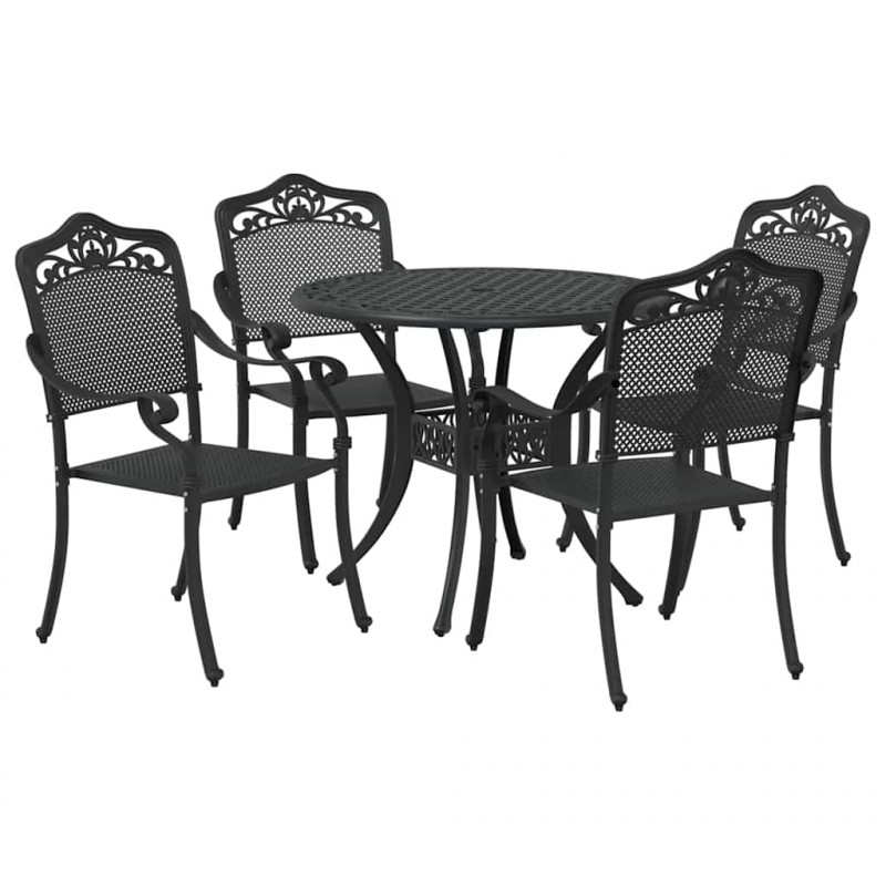 Zestaw do jadalni w ogrodzie 5 pcs Czarny Aluminium