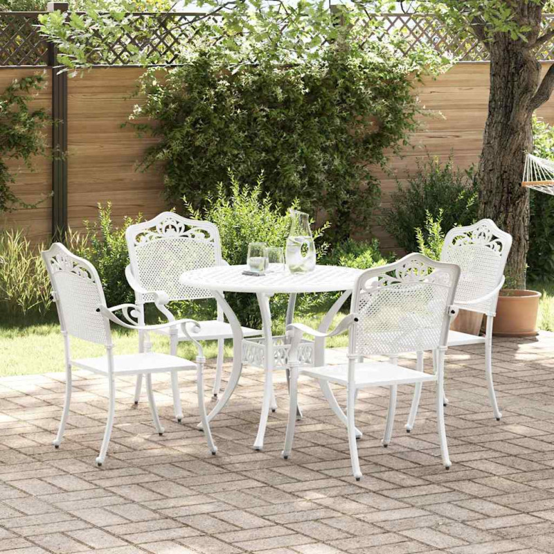 Zestaw do jadalni w ogrodzie 5 pcs Biały Aluminium