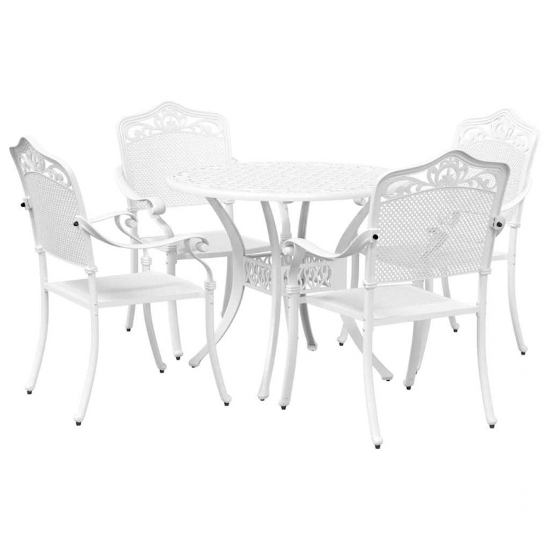 Zestaw do jadalni w ogrodzie 5 pcs Biały Aluminium