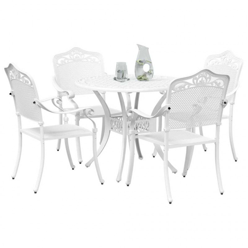 Zestaw do jadalni w ogrodzie 5 pcs Biały Aluminium