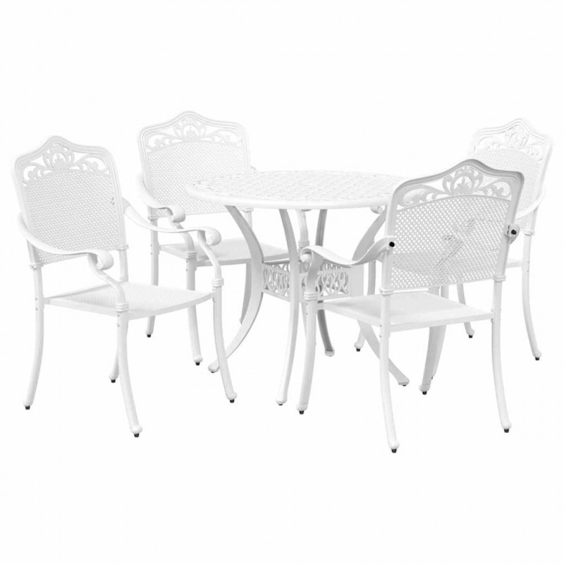 Zestaw do jadalni w ogrodzie 5 pcs Biały Aluminium