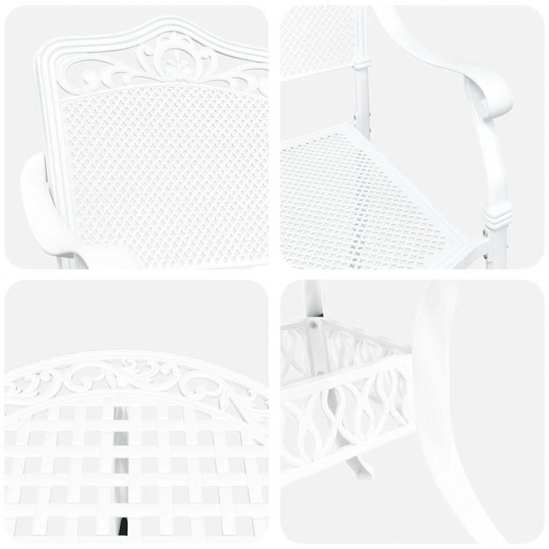 Zestaw do jadalni w ogrodzie 5 pcs Biały Aluminium