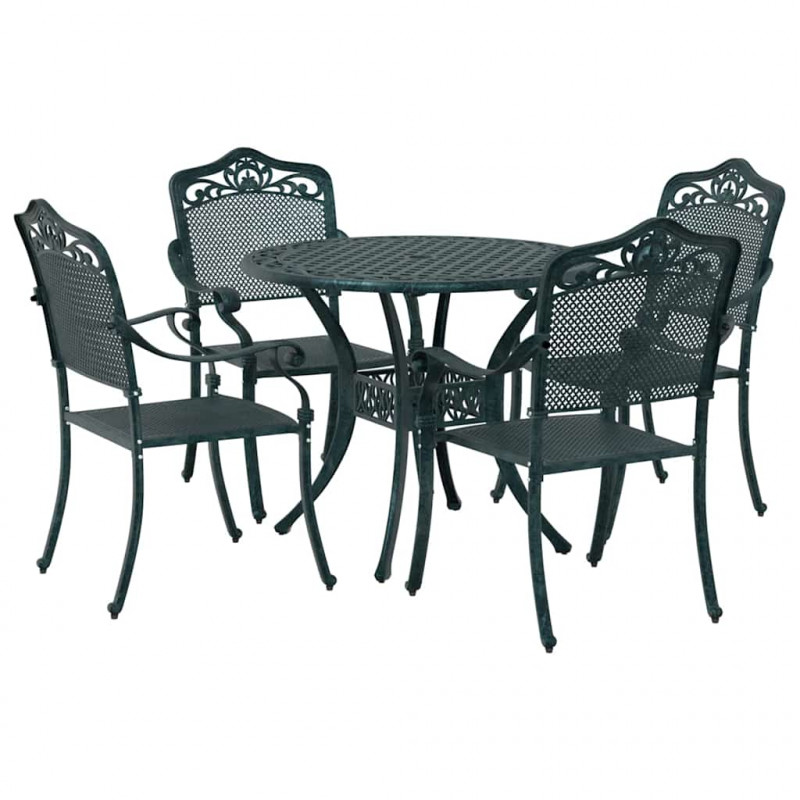 Zestaw do jadalni w ogrodzie 5 pcs Zielony Aluminium