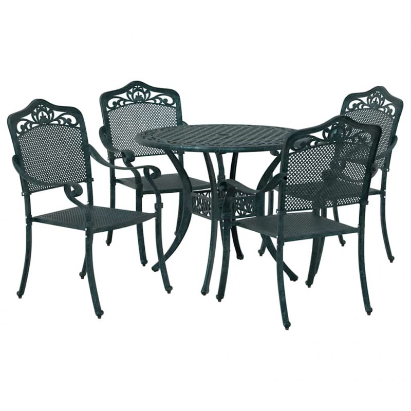 Zestaw do jadalni w ogrodzie 5 pcs Zielony Aluminium