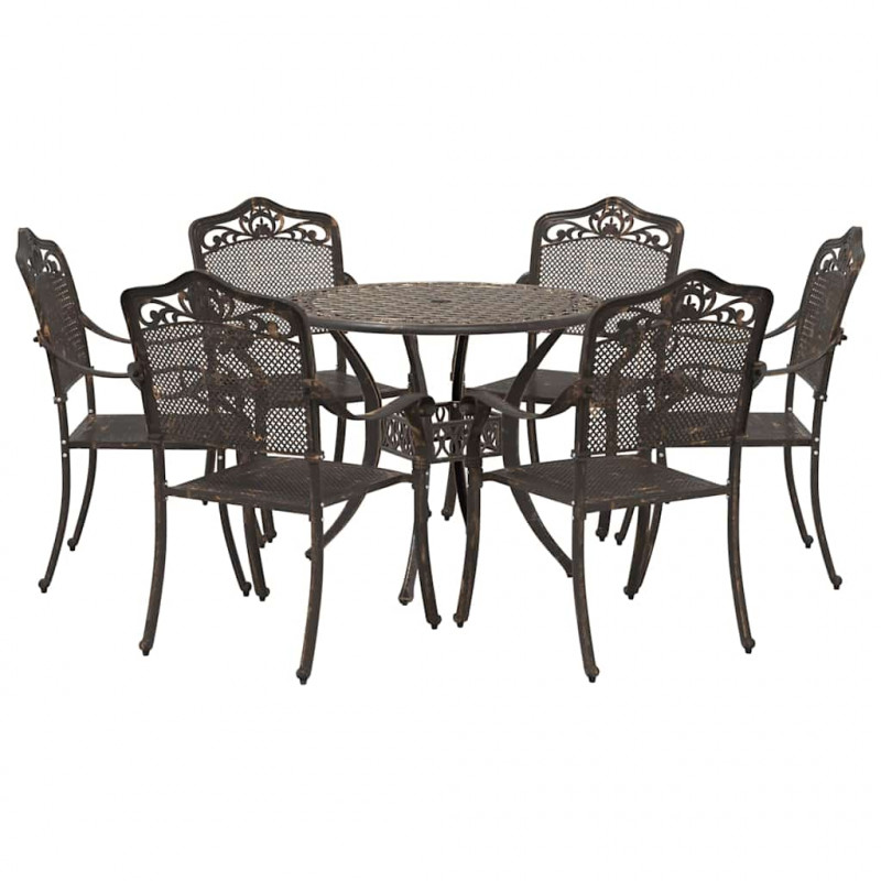 Zestaw do jadalni w ogrodzie 7 pcs kolor bronzu Aluminium