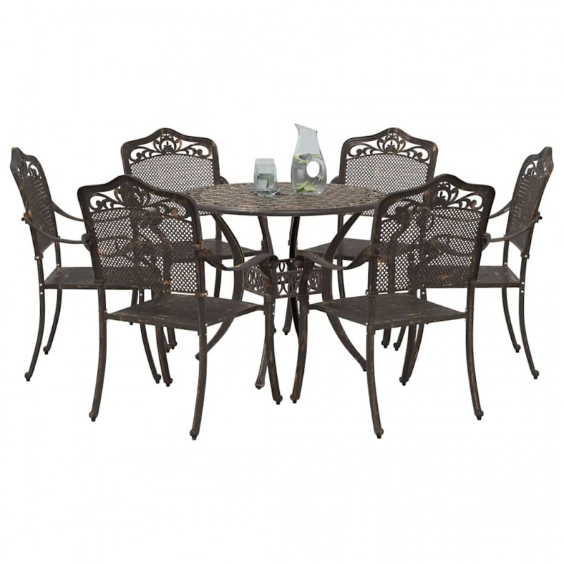 Zestaw do jadalni w ogrodzie 7 pcs kolor bronzu Aluminium