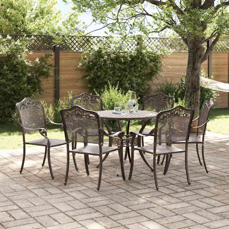 Zestaw do jadalni w ogrodzie 7 pcs kolor bronzu Aluminium