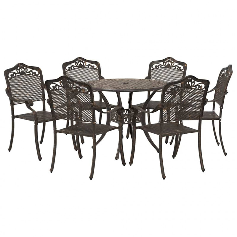 Zestaw do jadalni w ogrodzie 7 pcs kolor bronzu Aluminium