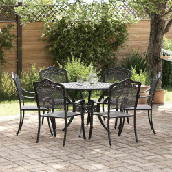 Zestaw do jadalni w ogrodzie 7 pcs Czarny Aluminium