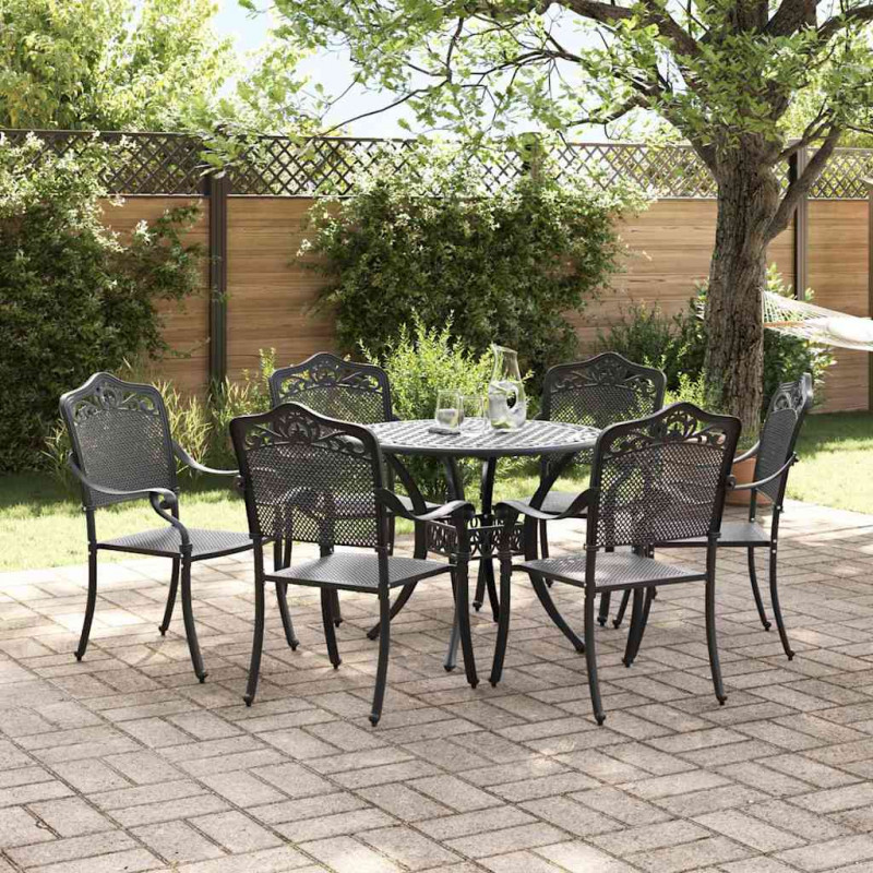 Zestaw do jadalni w ogrodzie 7 pcs Czarny Aluminium