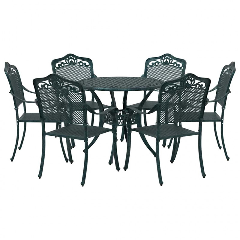 Zestaw do jadalni w ogrodzie 7 pcs Zielony Aluminium