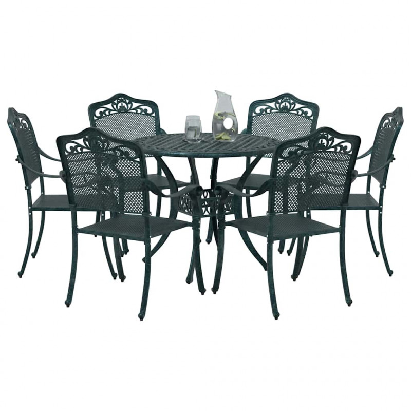 Zestaw do jadalni w ogrodzie 7 pcs Zielony Aluminium