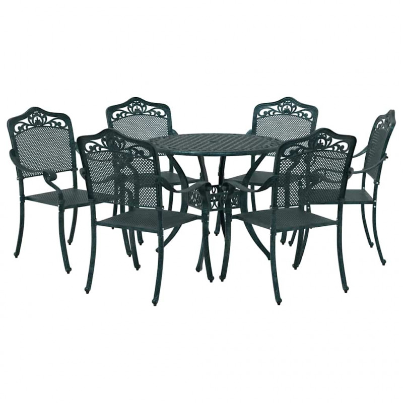 Zestaw do jadalni w ogrodzie 7 pcs Zielony Aluminium