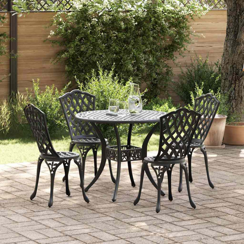 Zestaw do jadalni w ogrodzie 5 pcs Czarny Aluminium