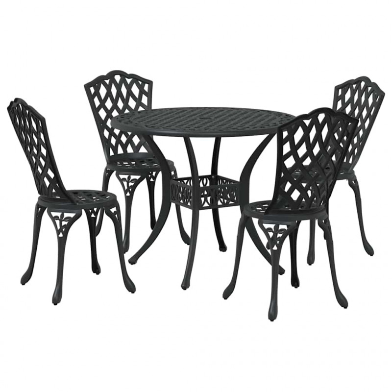 Zestaw do jadalni w ogrodzie 5 pcs Czarny Aluminium