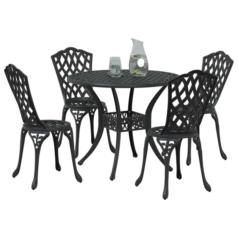 Zestaw do jadalni w ogrodzie 5 pcs Czarny Aluminium