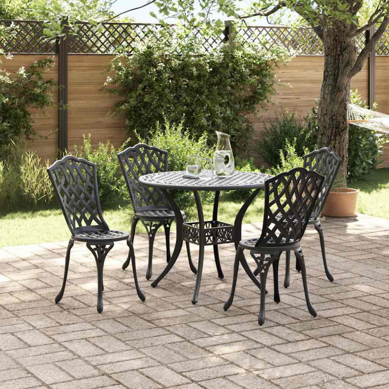 Zestaw do jadalni w ogrodzie 5 pcs Czarny Aluminium