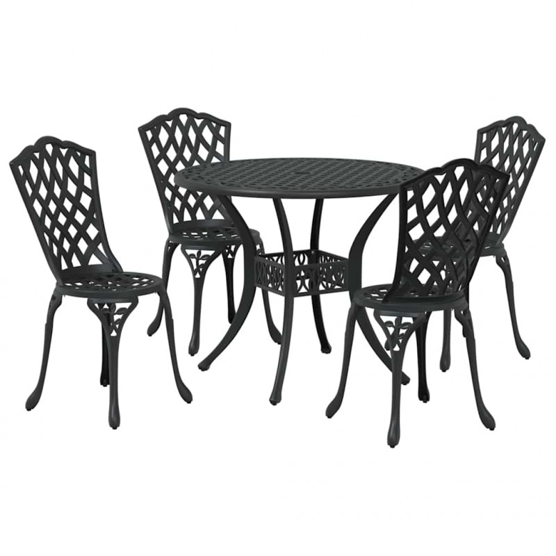 Zestaw do jadalni w ogrodzie 5 pcs Czarny Aluminium
