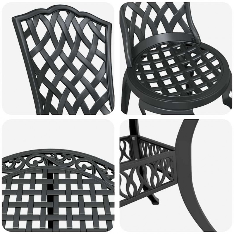Zestaw do jadalni w ogrodzie 5 pcs Czarny Aluminium