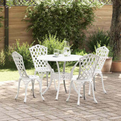 Zestaw do jadalni w ogrodzie 5 pcs Biały Aluminium