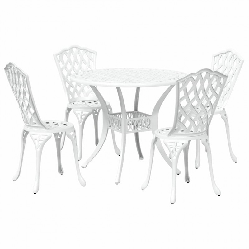 Zestaw do jadalni w ogrodzie 5 pcs Biały Aluminium